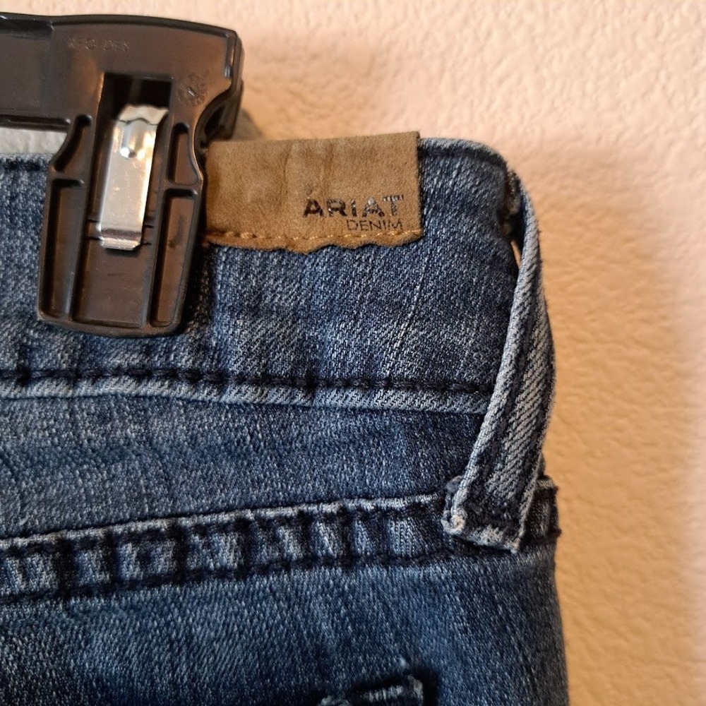 Ariat Denim Trouser Jeans Womens 27L Medium Wash Wide Leg Western Blue Denim - Picture 4 of 6